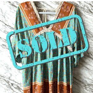 Umgee Oversized Boho Babydoll Tunic with Kimono Sleeves & Open Back